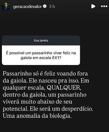 É possível um passarinho viver feliz na gaiola em escala 6X1?