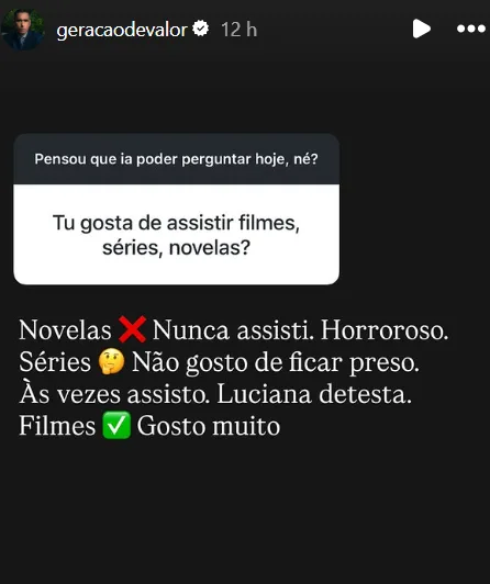 Tu gosta de assistir filmes, séries, novelas?